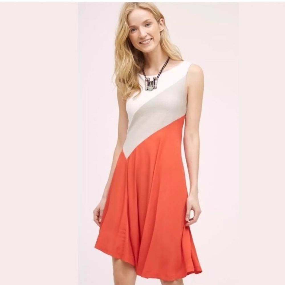 Maeve by Anthropologie Cameroon Colorblock Flowy Dress stretch ribbed size L